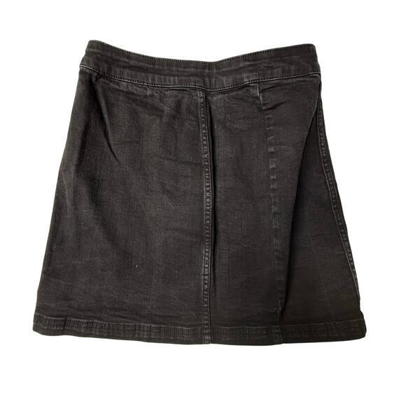 Free People Denim Skirt Women's 8 Black Wash Wooden Button Front - Picture 2 of 6